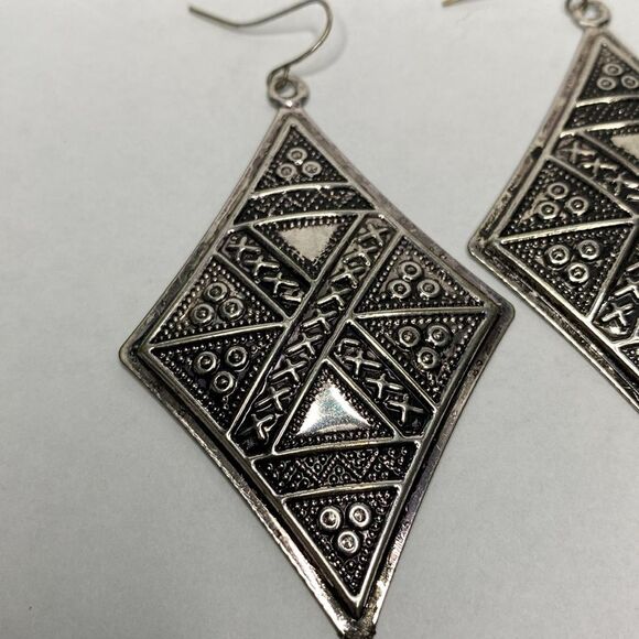 Diamond Shaped Earrings 2.5” Drop - Picture 3 of 6